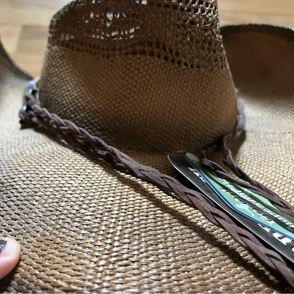 New Saddleback Western festival Cowboy concert paper straw leather silver hat - Picture 8 of 11